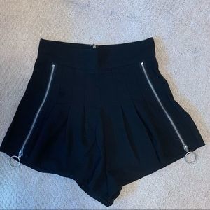 LF Black High-Waisted Shorts with Zipper Detail